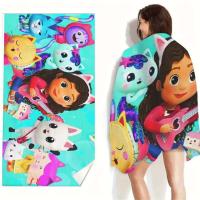Casa de muñecas de Gabby, baño con estampado 3D de microfibra, suave, absorbente de agua, transpirable para niñas y niños, toalla de playa decorativa de dibujos animados - details 1