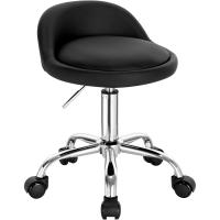 Silla de Oficina de Cuero Sintético Silla de Escritorio sin Brazos Taburete Giratorio para Sala de Masaje SPA Taburete de Tocador Blanco - details 8