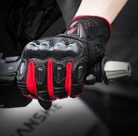 Guantes de cuero para motocicleta, manoplas de fibra de carbono con Control táctil, transpirables, a prueba de golpes - details 4