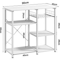Estantería de Cocina con 3 Estantes y Cesta Metálica, Mesa Auxiliar de Cocina con Estanterías Soporte de Microondas con Ganchos, 90 x 40 x 83 cm - details 7