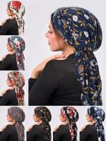 Gorros Hijab musulmanes de Ramadán, turbante de cola larga elástico suave para la cabeza, tocado estampado de moda, utilizable - details 1