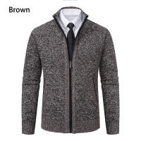 Autumn And Winter New Jersey Men's Casual Sports Coat Solid Color Stand Collar Wweater Grab Fleece Warm Zipper Cardigan - details 7