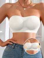 Sujetador blanco sin costuras para mujer, cierre lateral sexy, espalda cruzada forrada, sujetador suave, cómodas almohadillas de sujetador, tirantes ajustables, ropa interior elástica tipo tubo - details 2