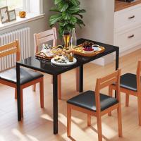 Mesa de Comedor de Cristal Mesa Rectangular para 4-6 Personas con Patas de Metal Multifuncional para Cocina Salón 120x60x75 cm Negro - details 1