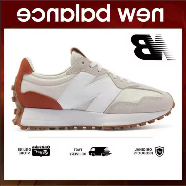 LETEN 【Oferta especial】 Precio de liquidación VENTA CALIENTE 327 Auténtico Nb327 Suela antideslizante Beige Marrón Malla Casual Running Pegatinas de pared originales - 1