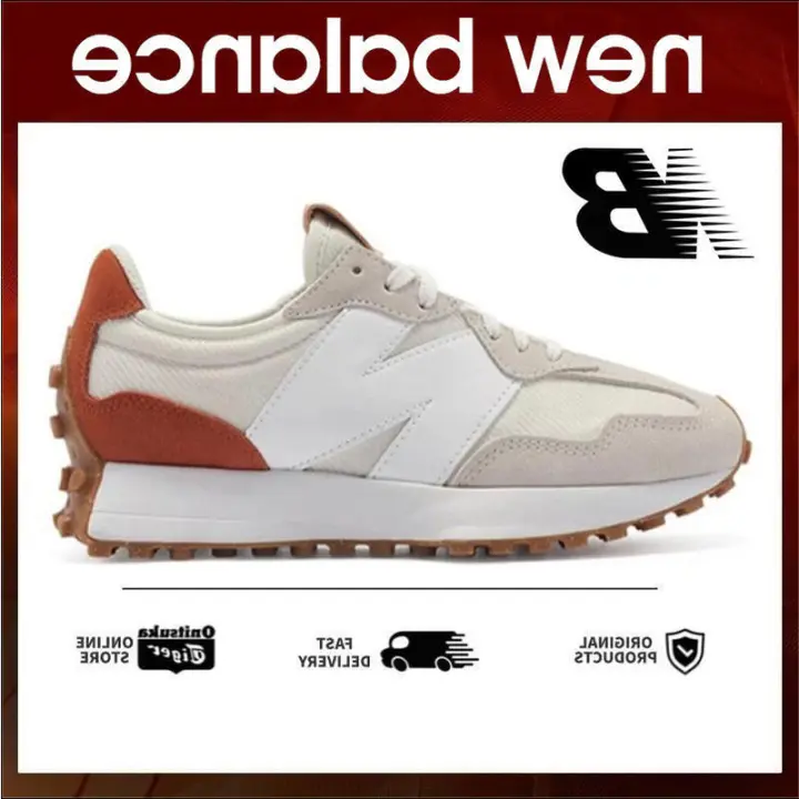 LETEN 【VENTA CALIENTE】 327 Auténtico Nb327 Suela antideslizante Beige Marrón Malla Casual Running Marca original Zapatillas unisex Zapatos Pegatinas de pared - 1