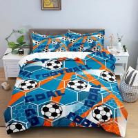 Juego de Cubierta de Edredón de Fútbol Tamaño King Simple en Negro y Blanco Cubierta de Cojín Deportiva 3D para Niños y Niñas Juego de Ropa de Cama de Poliéster - details 19