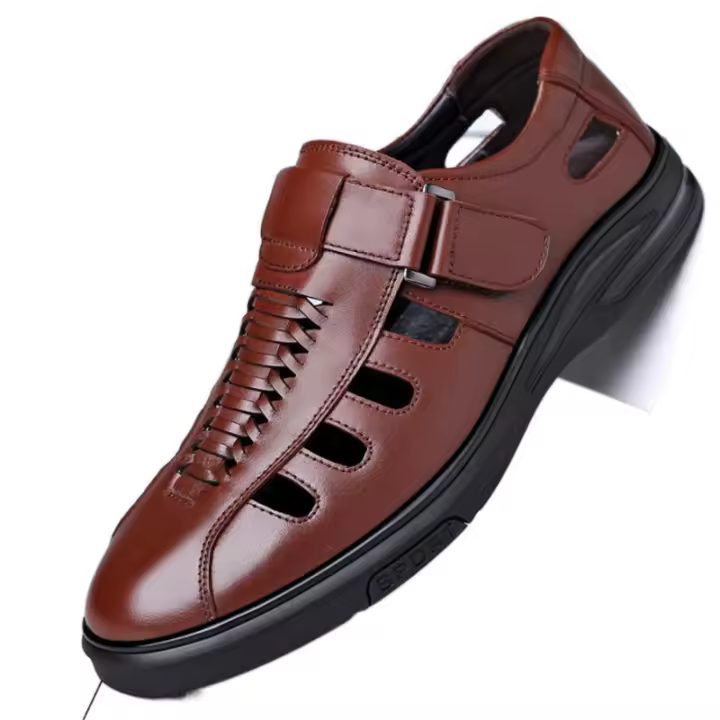 Sandalias de verano para hombre, nuevas, huecas, para playa, de piel suave y transpirable, con velcro. - 1