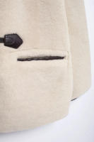 TRAFZA-Chaqueta de piel gruesa con hebilla de cuerda para mujer, abrigo holgado de manga larga con bolsillo, Simple y cálido, invierno, nueva moda - details 7