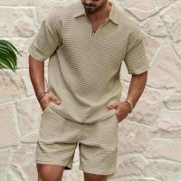 Conjunto deportivo para hombre, Polo de Color sólido, cómodo, informal, a la moda, novedad de verano, 2025 - details 10