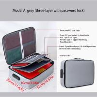 Bolsa de documentos impermeable y resistente al fuego, multicapa con cerradura, funda portátil para pasaporte, cierre de cremallera, maletín para archivos con asa cómoda - details 0