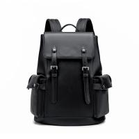 Mochila De Cuero PU sólido para hombre, bolso escolar de alta capacidad, de lujo, a la moda, para viaje de negocios, novedad - details 0