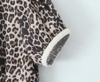 YENKYE-Vestido corto de verano con estampado de leopardo para mujer, minivestido Vintage de manga abombada con lazo y escote en V, 2025 - details 3
