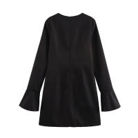 - 2025 Casual Chic para Mujer Decoración de Hebilla de Metal Sólido Manga Larga Mini Nueva Moda Mujer ss - details 0