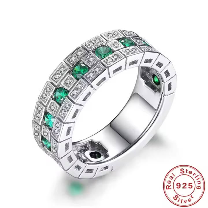 Juego de anillos de plata de ley 925 con cristal de circón para mujer, joyería de Glamour, regalos de compromiso y boda - 1