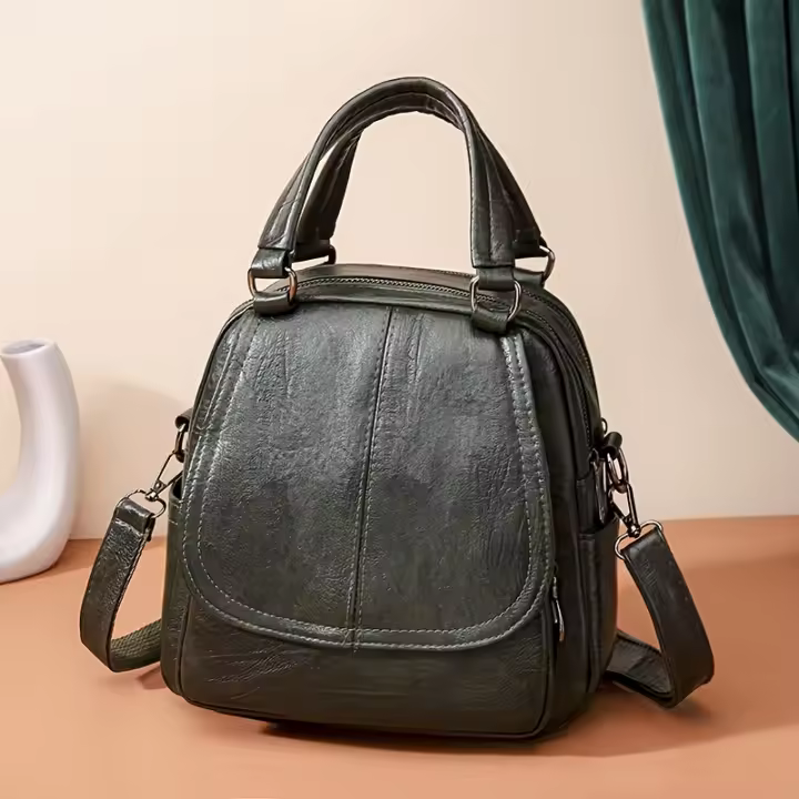 Hombro vintage para mujer - Correa estable, múltiples compartimentos, cierre de cremallera, sintético, negro/rojo/verde/beige, bolso compacto - 1