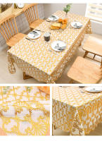 Mantel rectangular de PVC para mesa, impermeable, resistente al aceite y al desgaste, Protector de mesa Floral dorado - details 1