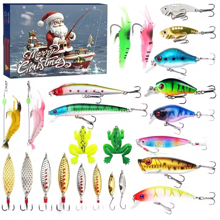 Calendario de aviso de pesca, cuenta regresiva navideña, juego de 24 días, 2024 - 1