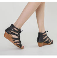 Sandalias romanas de cuña estilo étnico retro de tacón medio con boca de pez para mujer, verano 2025 - details 4