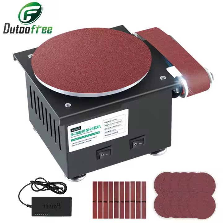 Mini lijadora de banda eléctrica 3 en 1, pulidora ajustable de 7 velocidades, afilador de bordes, accesorios opcionales - 1