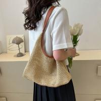 Bolso de paja tejido hecho a mano Simple, bolso de mano de estilo bohemio, bolso de rafia, bolsos de playa de gran capacidad para verano - details 15