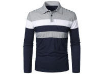 Polo de Golf para hombre, camiseta a rayas de manga larga con solapa, ropa deportiva transpirable, primavera y verano - details 7