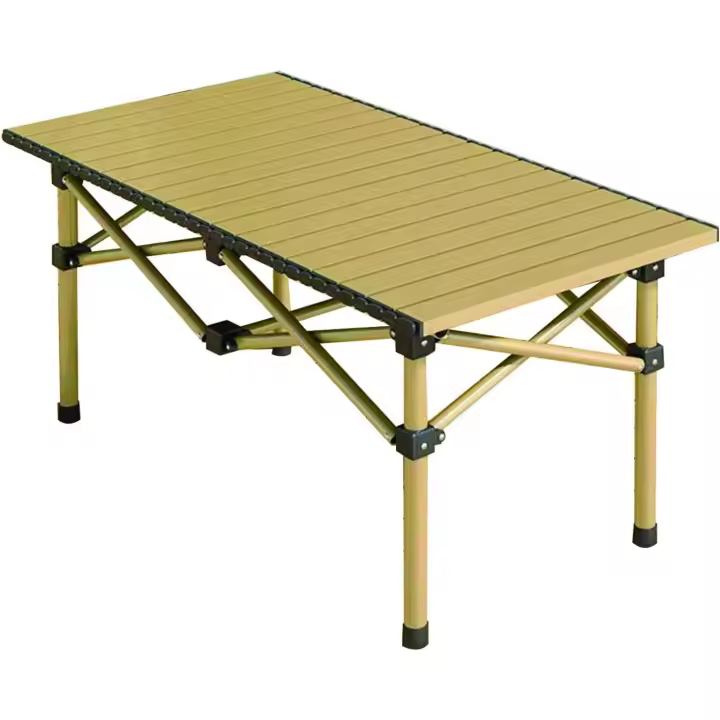Mesa Plegable para Acampar al Aire Libre con Laterales Plegables con Acabado de vetas de Madera, 3 Alturas Ajustables, Ideal para Interiores, Patios, Barbacoas, Patios, Playas - 1