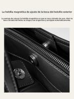 Nueva Bolsa Tote de Nicho para Mujeres de Cuero Genuino de Gran Capacidad, Maletín para Laptop, Bolsa de Viaje de Cuero de Vaca Negro - details 6