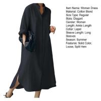 Vestido Casual para Mujer de Manga Larga Falda Irregular con Estilo Solidario y Cuello Suelto - details 9