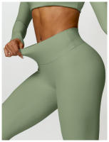 Conjunto de Yoga para Mujer de Manga Larga y Ajustado Traje Deportivo de Fitness de Cintura Alta Secado Rápido Top Largo + Leggings Material Exterior de Nylon Adecuado para Primavera/Verano - details 9