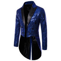 Chaqueta de esmoquin con lentejuelas para hombre, abrigo ajustado con cola - details 10