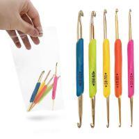 Agujas de Crochet Doradas y de Aluminio Doble 5Pcs 13.5cm(8") para Tejer Tamaño 2.0-10.0mm Hechas de Plástico en China - details 3