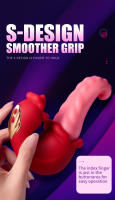 Vibradores de empuje de lengua 4 en 1 Consolador Rose Sex Toys con 10 lamiendo el clítoris y 10 modos de vibración, estimulador de clítoris del punto G, herramientas de placer para juegos de parejas femeninas - details 16
