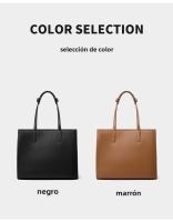 Nueva Bolsa Tote de Nicho para Mujeres de Cuero Genuino de Gran Capacidad, Maletín para Laptop, Bolsa de Viaje de Cuero de Vaca Negro - details 2