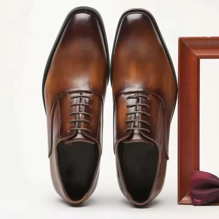 Señal de entrega Zapatos casuales formales de encaje de negocios Zapatos de vestir de cuero genuino hechos a mano para hombres y Oxford - 1
