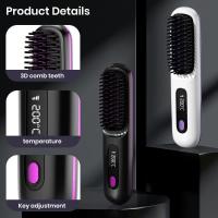 Plancha de pelo inalámbrica para mujer: control de temperatura de 3 niveles, cuidado de iones negativos, antiescaldaduras, carga USB con pantalla LED, diseño portátil para el hogar y los viajes, regalo perfecto - details 1