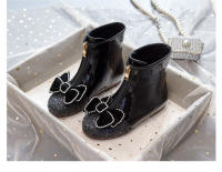 Nuevas botas de cuero de terciopelo para bebé, botas cortas de cristal de princesa - details 15