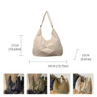 Bolso de hombro de tela suave con cremallera, bolso de compras de Color sólido de estilo informal, bolsa de almacenamiento, bolso ajustable para las axilas, escuela - details 0