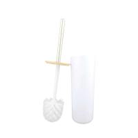 Juego de escobilla y soporte para inodoro ABS de alta calidad, con mango de acero inoxidable de bambú blanco, artículo doméstico de moda para limpieza - details 1