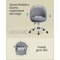 Silla de Oficina en Casa, Silla Giratoria de Algodón y Lino, Silla de Escritorio, Acolchada con Espuma, Altura Ajustable, para Estudio, Dormitorio, Azul Pálido OBG020Q01 - details 45