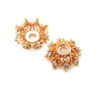 Cuentas de Flor de Brasso Dorado de 18K Joyería de Alta Calidad para Mujeres - details 8