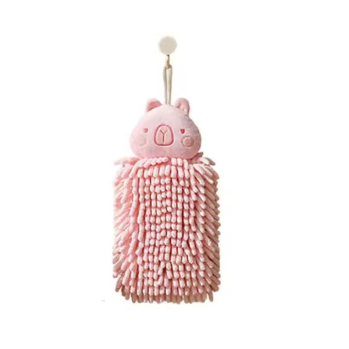 Toallas de mano colgantes de capibara montadas en la pared, toallas de mano de chenilla suave y gruesa, toallas de microfibra absorbentes de secado rápido para cocina - 1