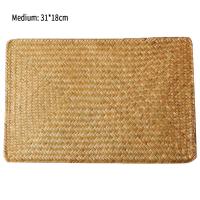 Tapete de lugar de algas marinas naturales, manteles individuales rectangulares de ratán tejidos a mano, tapete para taza de té de paja, agarradera, accesorios de vajilla de cocina - details 16