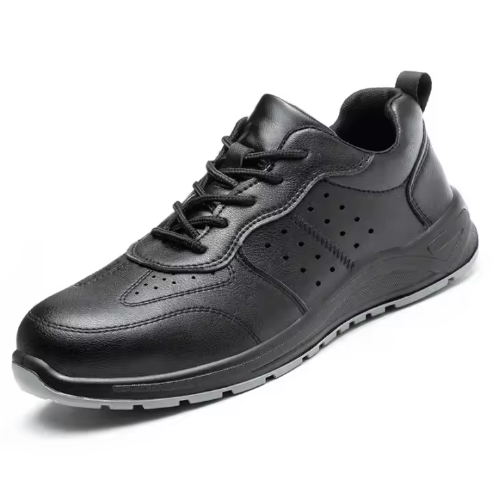 Zapatos de trabajo de seguridad con aislamiento de 6KV para hombres y mujeres, zapatos de cuero negros impermeables, zapatos de cocina antideslizantes, botas indestructibles - 1