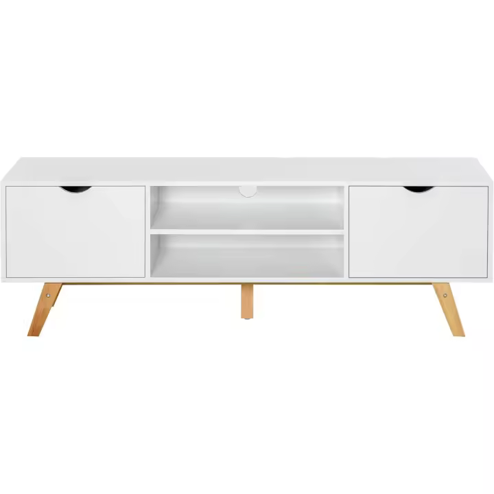 Mueble Moderno para Televisión de 65 Pulgadas Mesa de TV con 2 Puertas Estante Abierto de Madera - 1