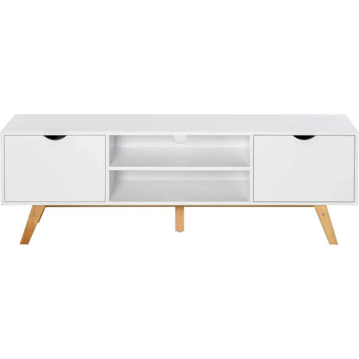 Mueble Moderno para Televisión de 65 Pulgadas Mesa de TV con 2 Puertas Estante Abierto de Madera - 1