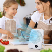 Ventilador de escritorio para colgar en la pared, Mini enfriador de aire portátil silencioso recargable por USB con pantalla de batería, flujo de aire de refrigeración fuerte - details 8