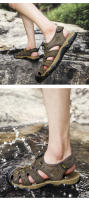 Sandalias deportivas de verano para hombre, sandalias para senderismo al aire libre, punta cerrada, cuero, atléticas, cómodas, para caminar, sandalias de playa, zapatos de agua - details 13