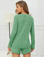 Conjunto de punto a rayas cepilladas de dos piezas para mujer, manga larga, color sólido, informal, otoño e invierno, 2024 - details 6