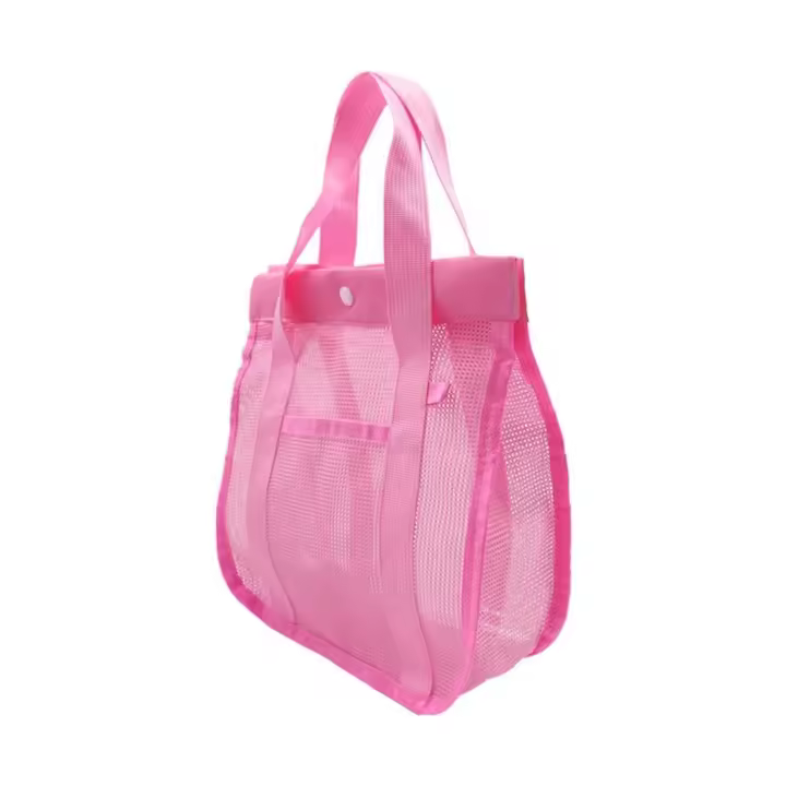 Bolsa de playa de malla de gran capacidad para ocio, bolsa de almacenamiento de artículos de tocador transpirable Visible, bolso de malla plegable ligero para natación - 1